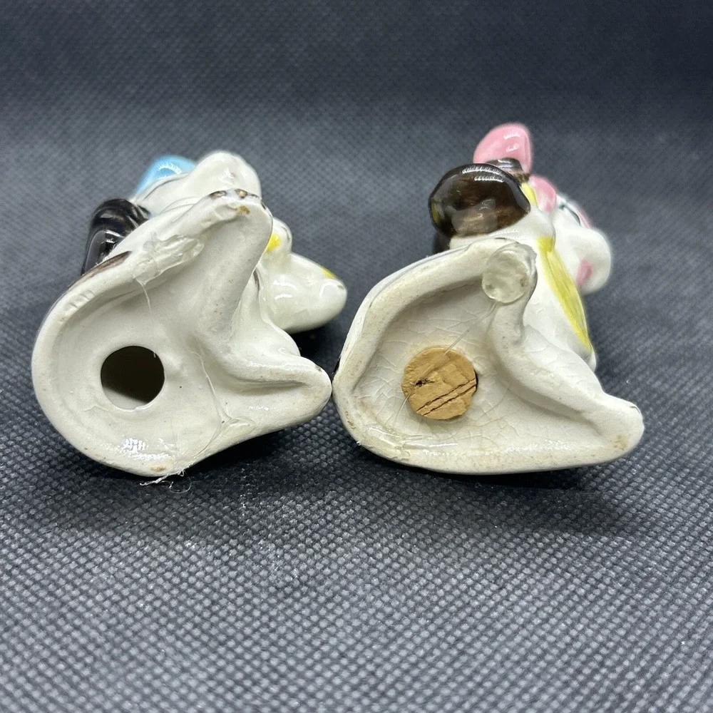 Set of‎ Vintage Ceramic Cocker Spaniel Tennis Players Salt and Pepper Shakers